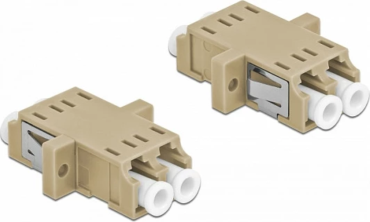 Bashkues fibër optike DeLOCK LC Duplex, Female/Female, OM2 Multi-mode, 2 copë, bezhë