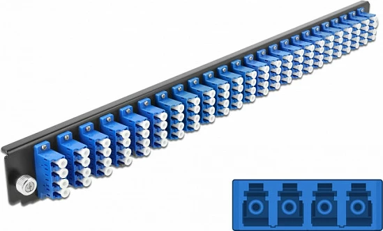 Panel fibër optike DeLOCK 24 Port LC Quad, 1U Rack, blu