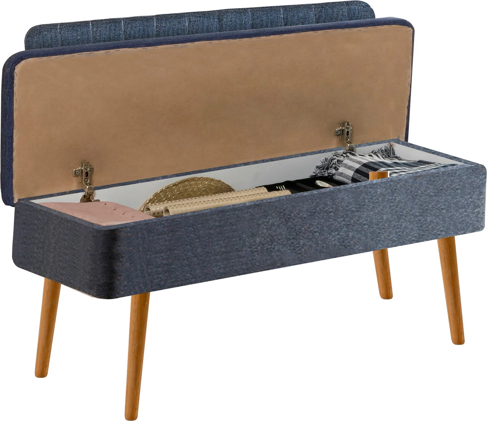 Set tavoline me karrige, e zgjatshme, 5 pjesë, Hanah Home, Vina 1048 - 4 - Atlantic, ngjyrë druri dhe blu e errët