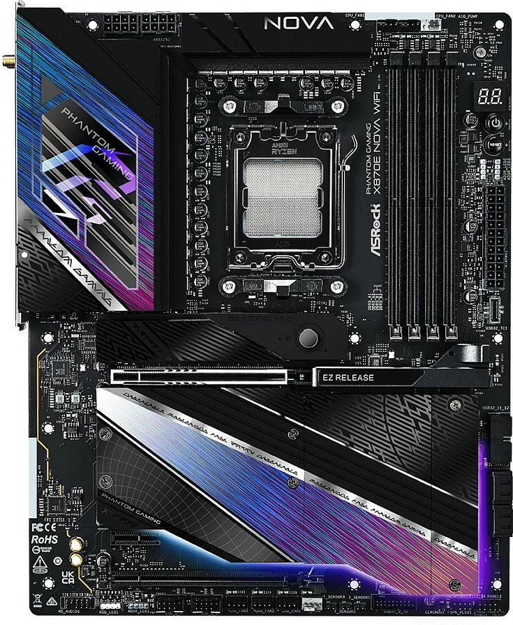 Pllakë amë ASRock MK X870E NOVA WIFI, AMD, Socket AM5, DDR5-SDRAM, 256 GB, E zezë