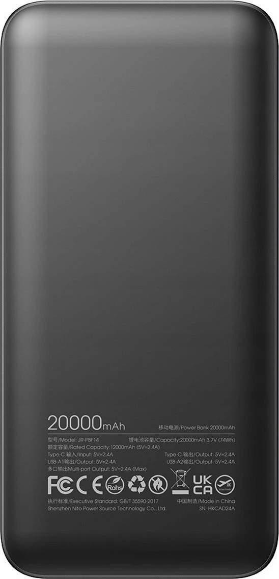 Powerbank Joyroom JR-PBF14 20000mAh, 2x USB-A + 1x USB-C, me display LED, i zi