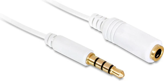 Kabllo zgjatëse audio DeLOCK 84717, 3.5mm mashkull në 3.5mm femër, 0.5 m, TRRS 4-pin, e bardhë