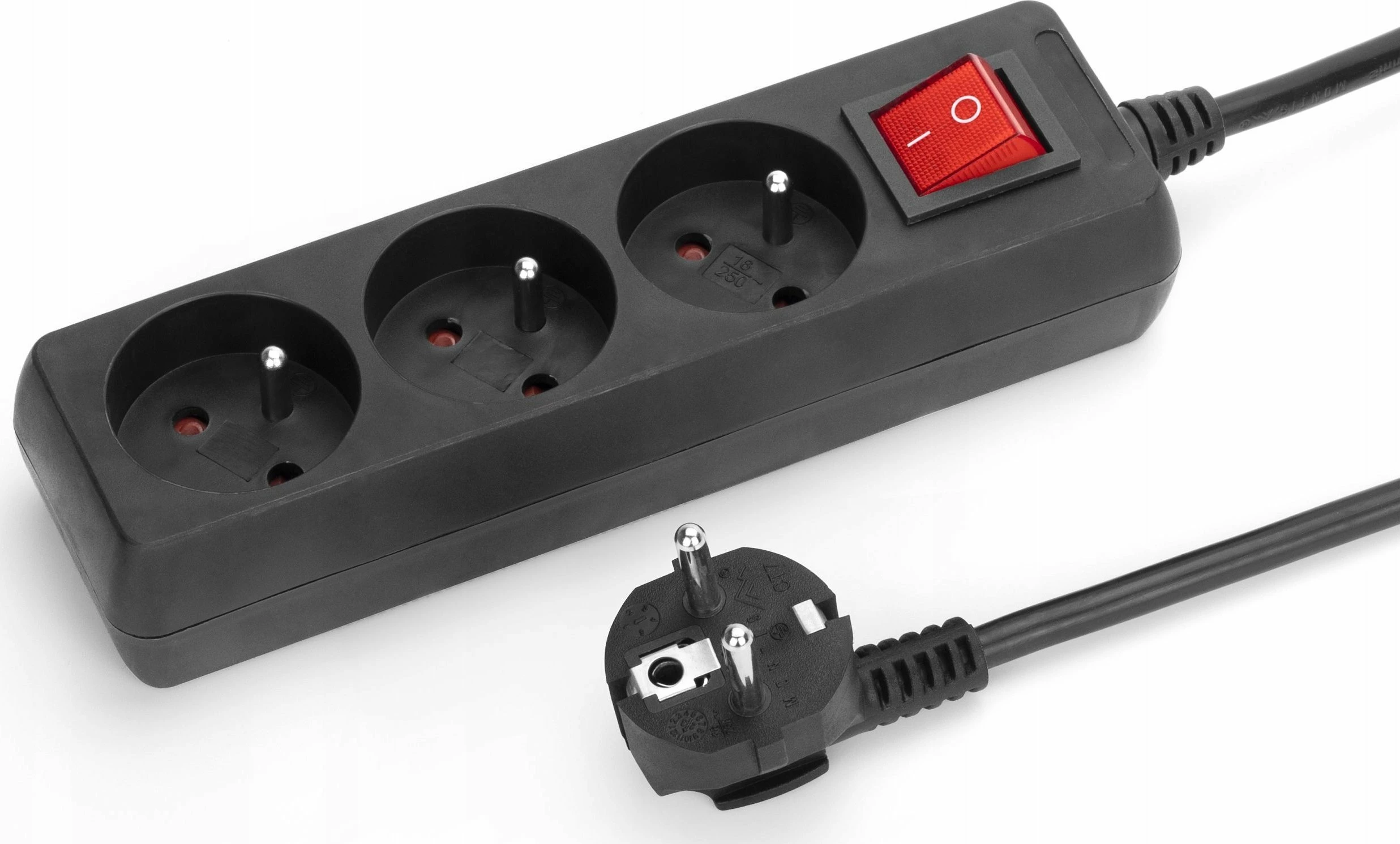 Zgjatues rryme Montis MT118B-5, 3 priza, 5m, me switch të ndriçuar, me tokëzim, e zezë