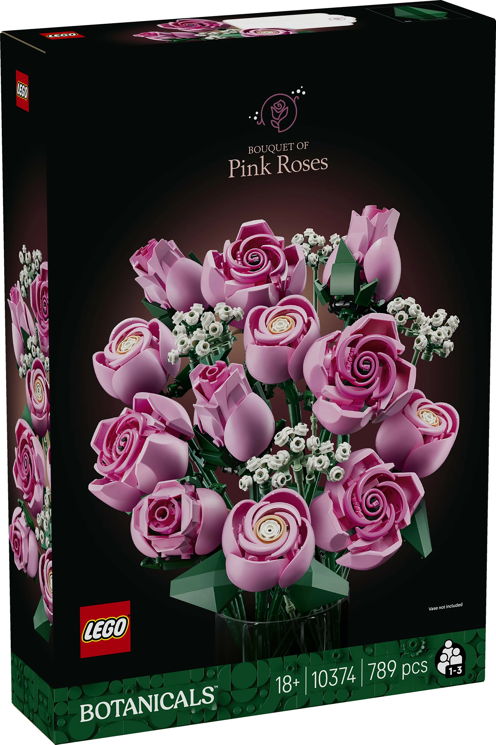 Set ndërtimi LEGO Botanicals 10374 Buqetë Trëndafilash Roze, 789 copë, 18+, multikolor