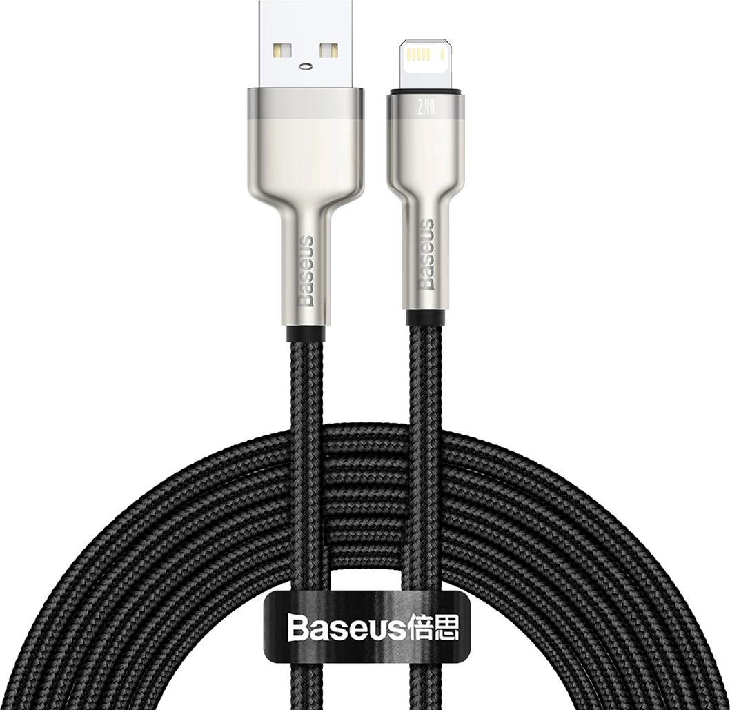 Kabllo Baseus Cafule Series Metal Data CALJK-A01, USB-A në Lightning, 1m, 2.4A, e zezë