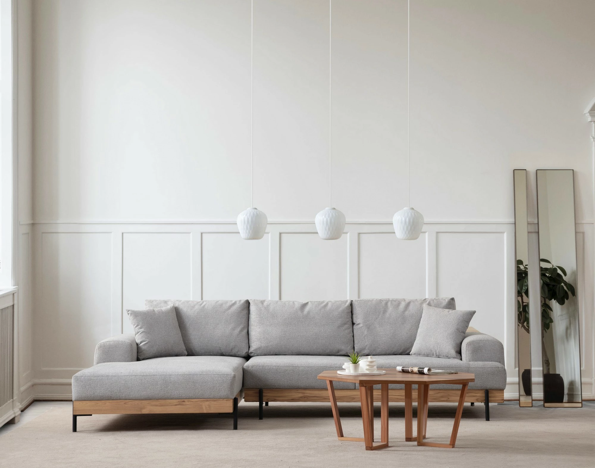 Këndare Atelier del Sofa, ngjyrë gri, kënd majtas, Eti Oak