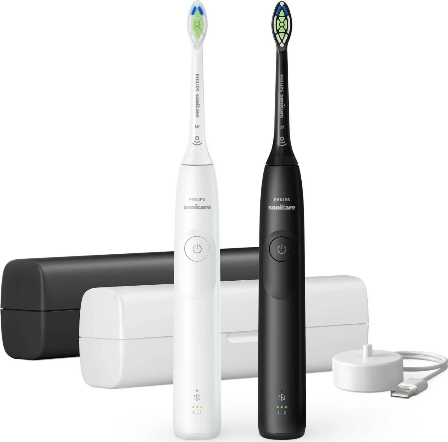Furçë dhëmbësh sonike Philips Sonicare 5300 HX7109/01, 2 doreza, 2 koka, 2 kuti udhëtimi, e bardhë e zezë