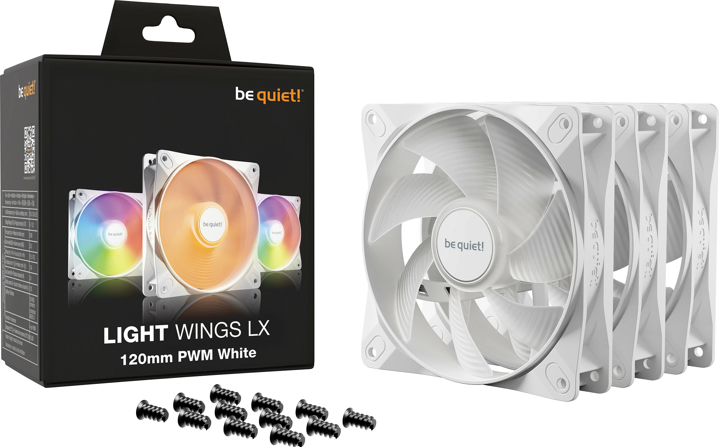 Ventilatorë Be Quiet! LIGHT WINGS LX PWM 120mm, Triple-Pack, Bardhë