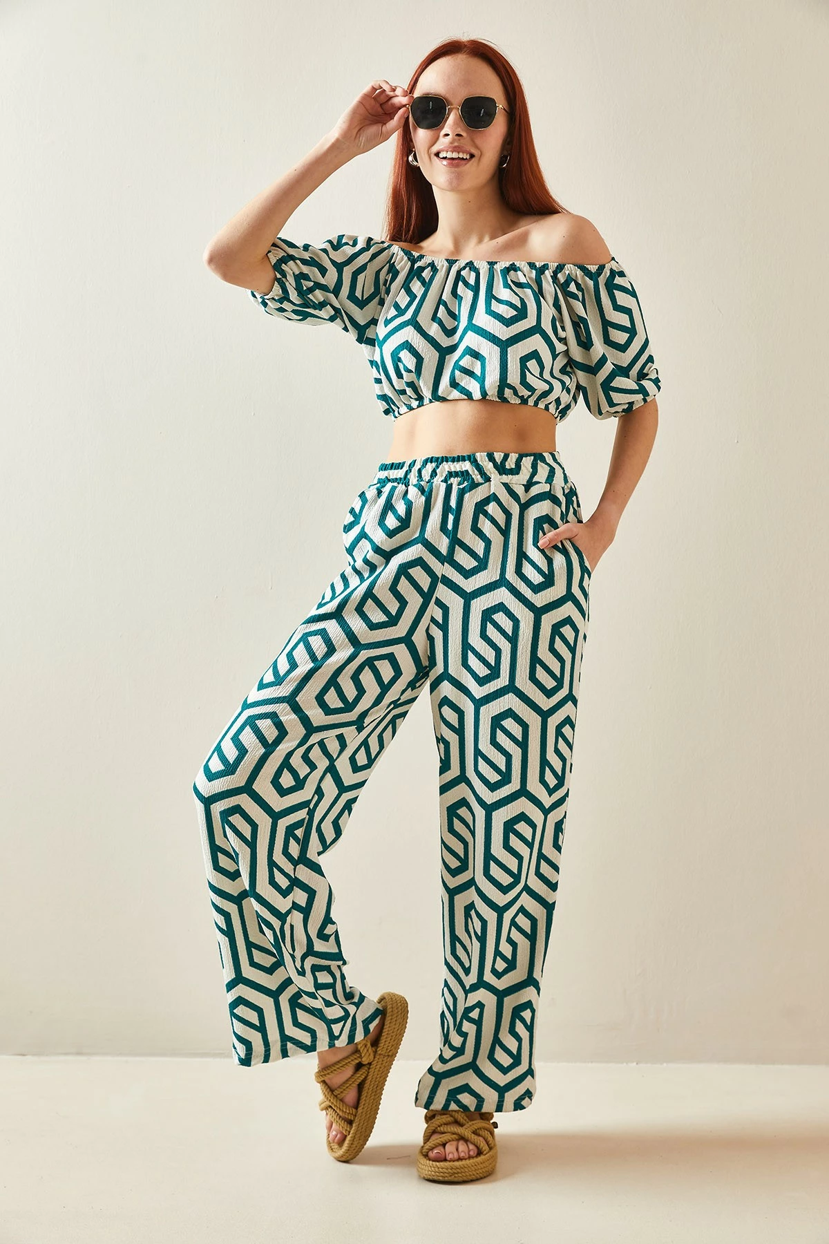 Set kimono me pantallona, jeshile, Jumeon, 5YXK8-48188