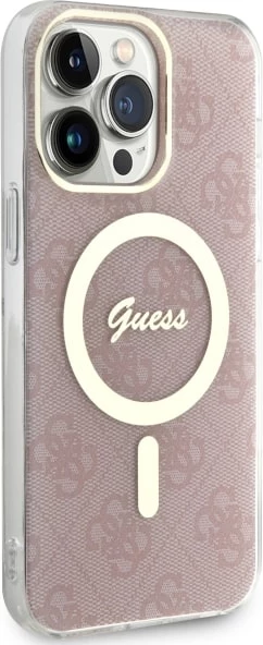 Mbështjellës Guess 4G MagSafe për iPhone 14 Pro Max, rozë