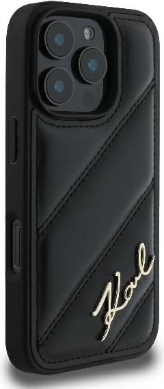 Mbështjellës Karl Lagerfeld Quilted Signature për iPhone 16 Pro, i zi