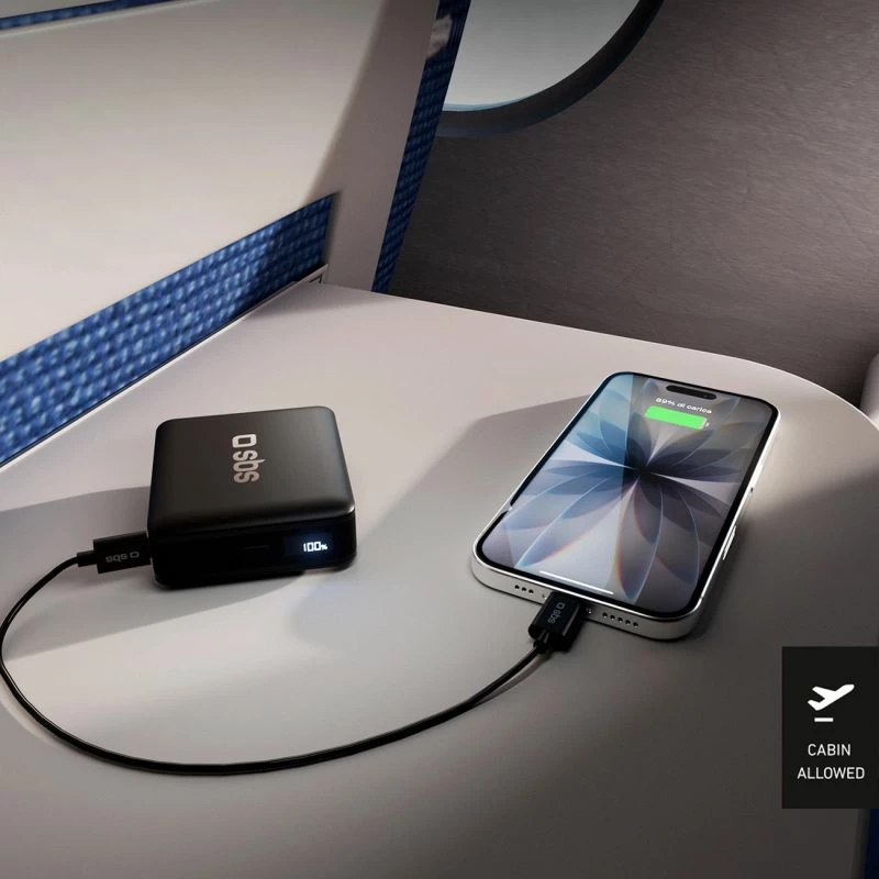 Powerbank SBS HD 30W 10000mAh me LCD, e zezë