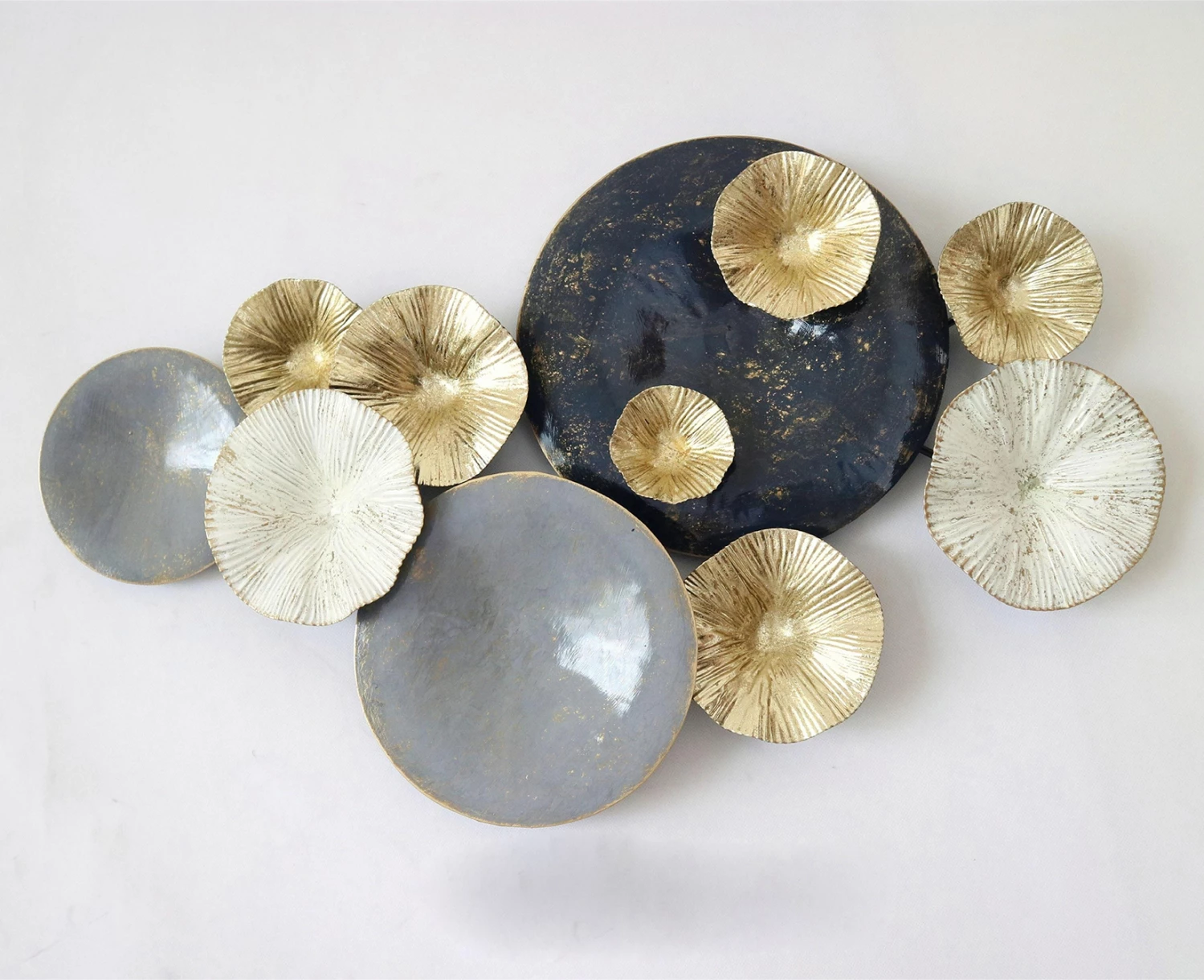 Dekor metalik për mur, FH7179, gri dhe ar, 66x6x38Y cm