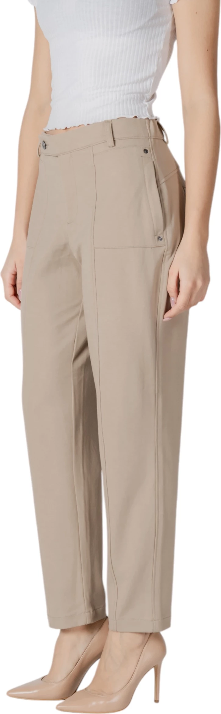 Pantallona për femra Street One Tapered Leg Punto di Roma 378783, bezhë [Madhësia: W42 L30]