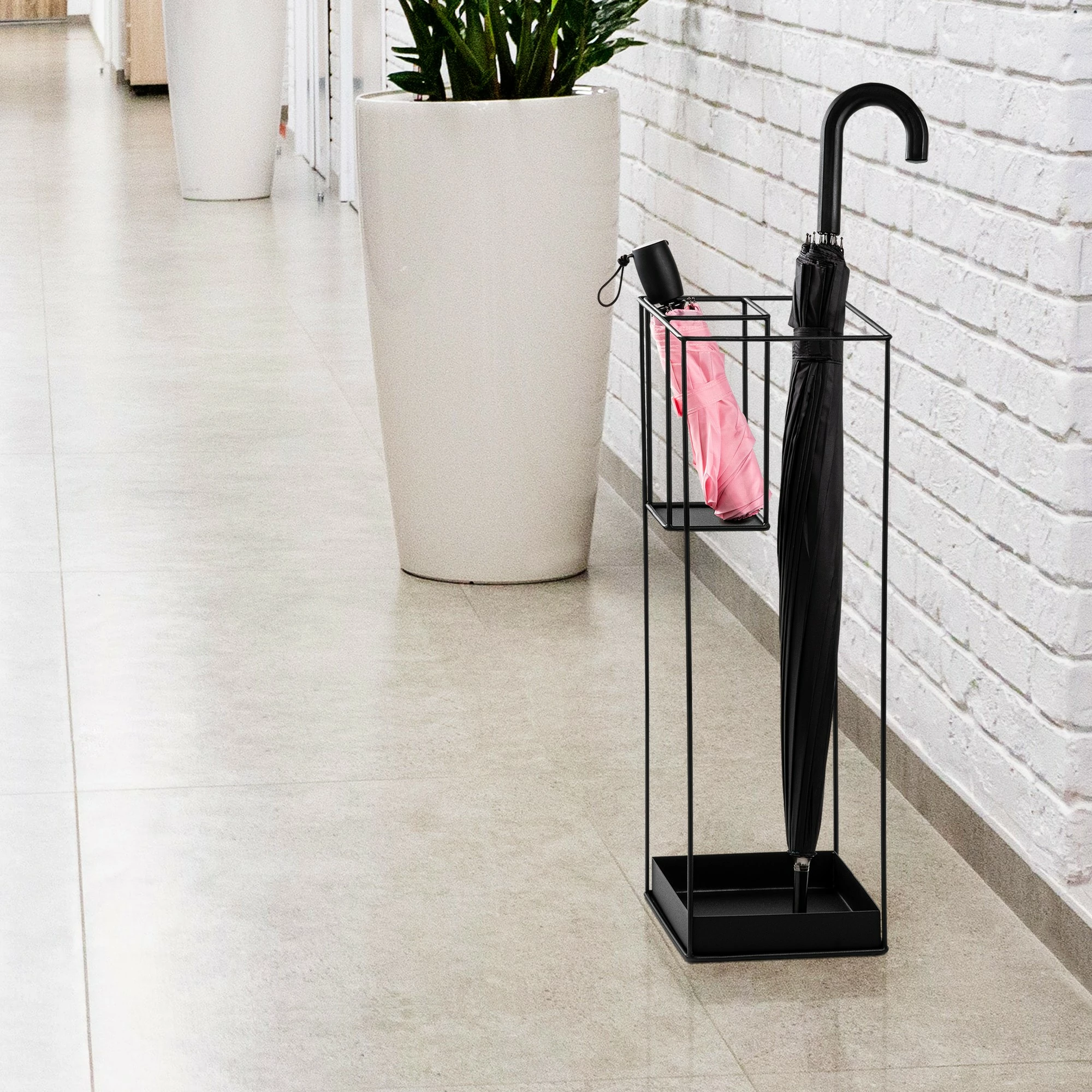 Stendë për ombrella, dizajn modern, ngjyrë e zezë, 20x20x61cm