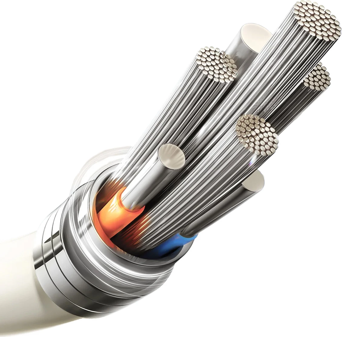 Kabllo Joyroom S-A53 USB-A në Lightning, 2m, 3A, majë fluoreshente, Bezhë