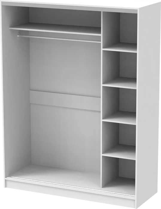 Dollap me dy dyer rrëshqitëse, pasqyrë, ngjyrë e bardhë, 160x60x220cm