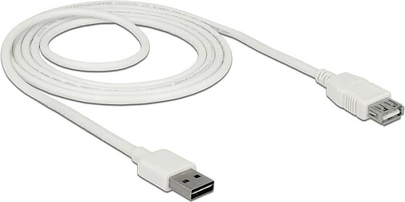 Kabllo zgjatëse USB DeLOCK EASY-USB 2.0 Type-A (Mashkull në Femër), 2 m, e bardhë