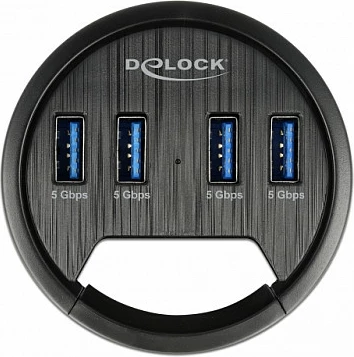 Hub USB DeLOCK 4-Port In-Desk USB 3.2 Gen 1 Type-A, 1.5 m, 5 Gbit/s, i zi