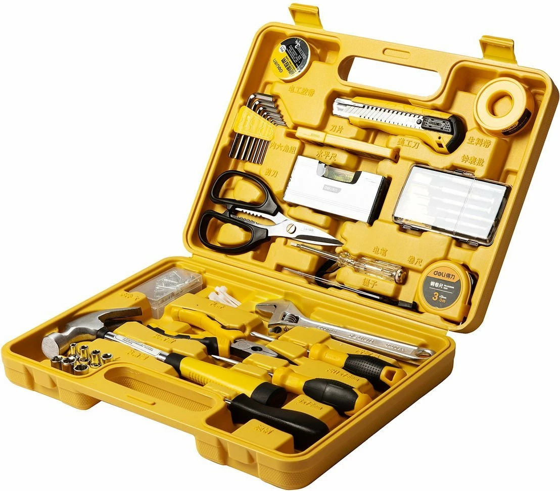 Set veglash Deli Tools EDL1038J, 38 copë, me kasë, e verdhë