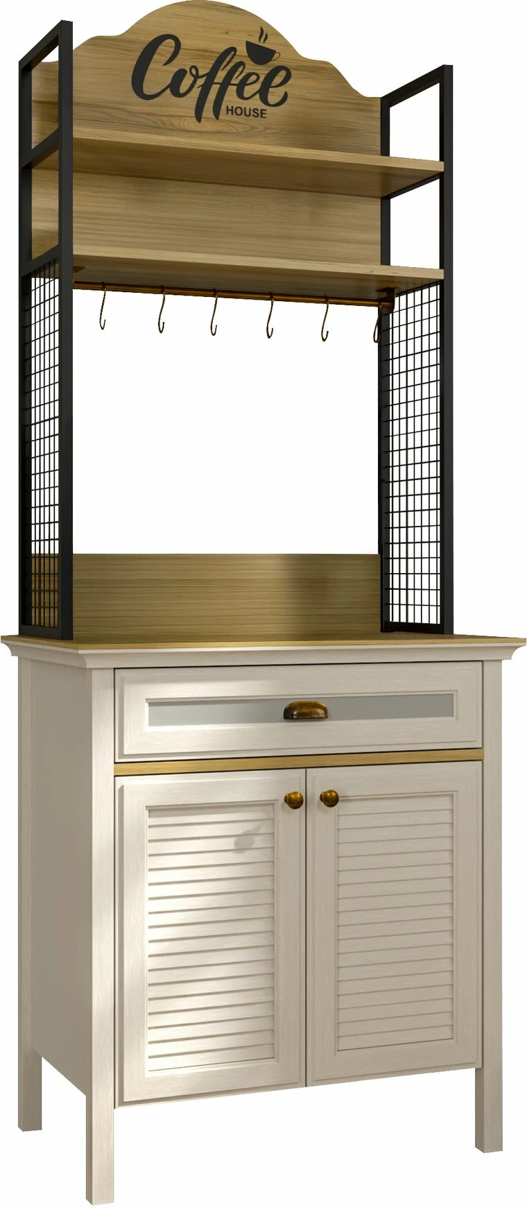 Dollap për kafe, ngjyrë krem, lisi, e zezë, Skye Decor, FRN-21028