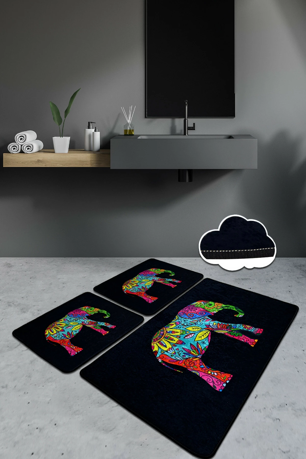 Set tapetash për banjo, 3 copë, Mijölnir, Olifant, ngjyrë e zezë