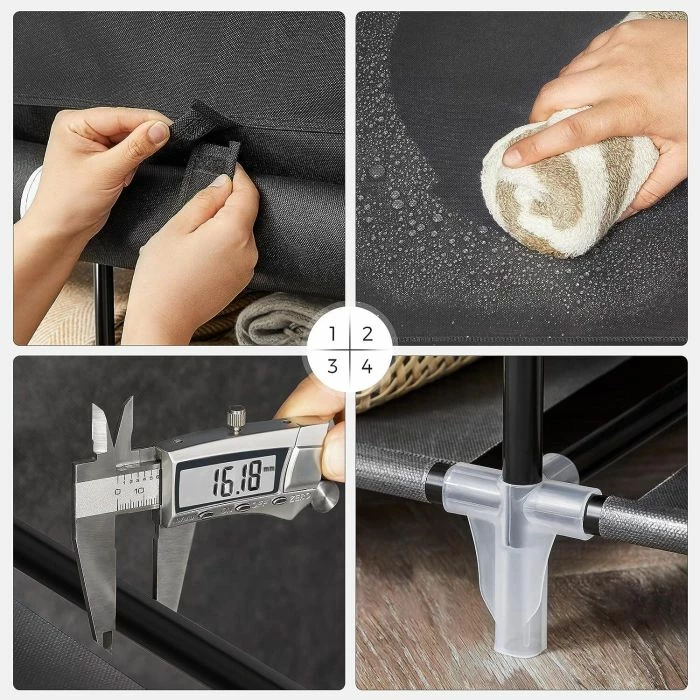 Garderobë prej pëlhure SONGMICS RYG12B 150x45x175 cm, 2 shufra varëse, me rafte, e zezë