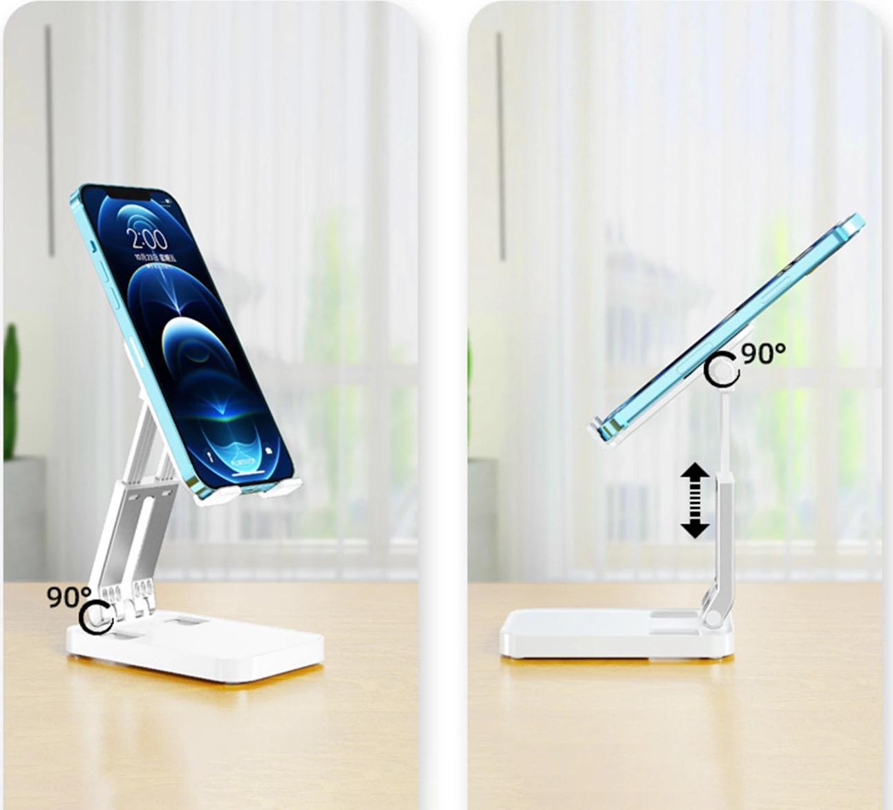 Mbajtës i palosshëm për telefon e tablet Hurtel K15, i bardhë