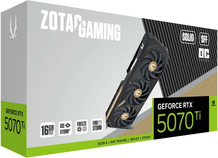 Kartë grafike, ZOTAC GeForce RTX 5070 Ti (ZT-B50710J3-10P / ZTB50710J310P), 16GB, 256-bit, e zezë