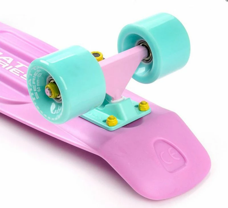 Skateboard plastik Meteor 23717, rozë/mentë