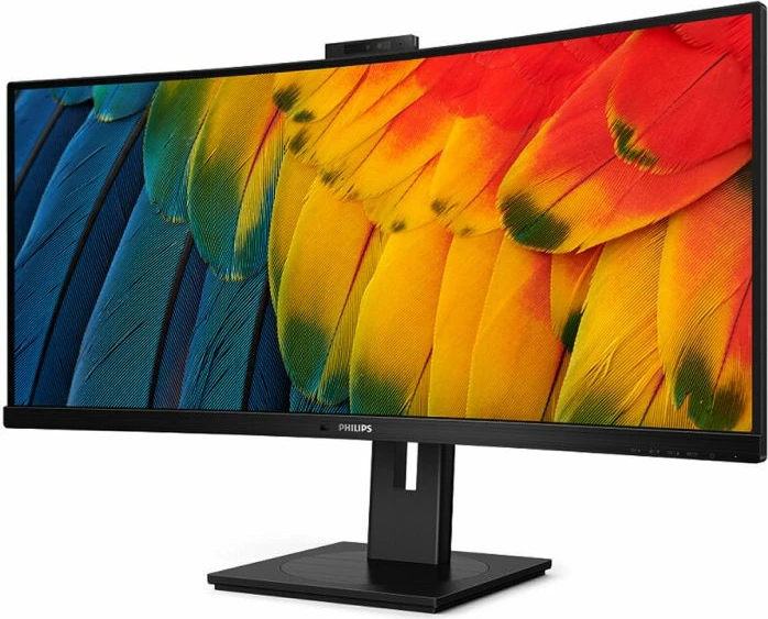 Monitor i lakuar Philips 346P1CRH/00 34" VA WQHD 100Hz USB-C PD 90W me kamerë FHD dhe KVM, i zi