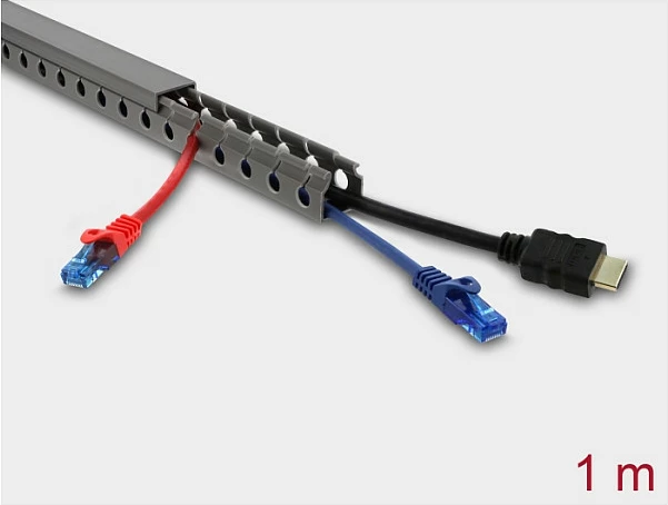 Kanal për kabllo DeLOCK 22027, PVC, 25x25 mm, 1 m, gri
