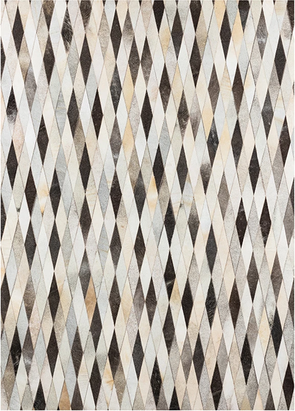 Qilim dhome dite, model romb, lëkurë, gri-bezhë-kafe, 160x240cm