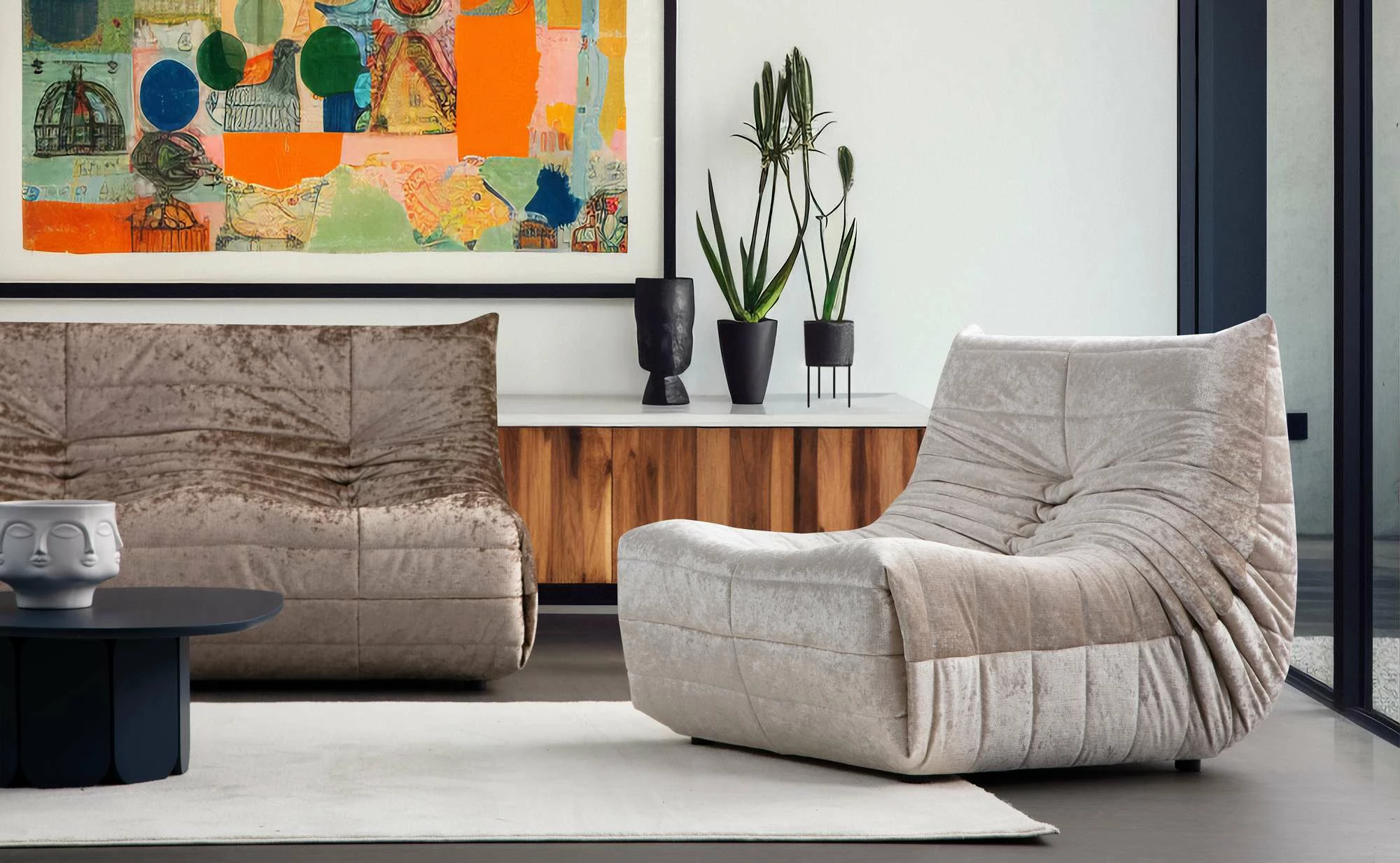 Karrige 'wing' krem, Atelier del Sofa, Bocek