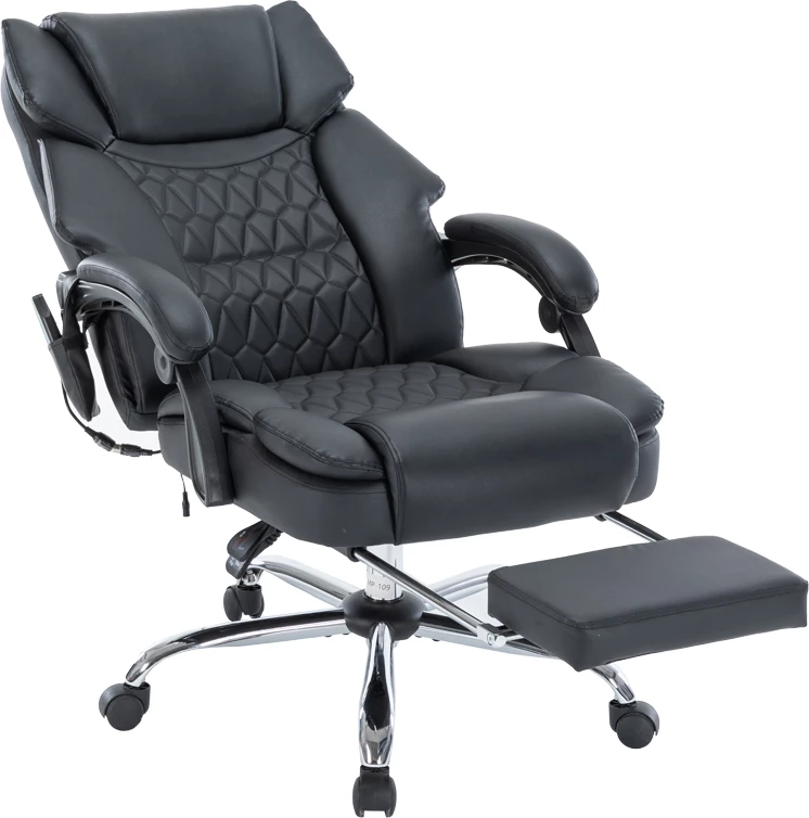 Karrige për zyre, mekanizëm premium, masazh-ngrohje, e zezë