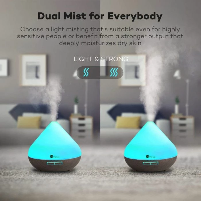 Diffuzer vajrash esencial ultrasonik TaoTronics TT-AD002 300ml 13W, kafe