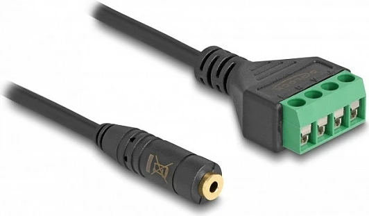 Adapter kabllo DeLOCK 2.5mm 4-pin femër në terminal bllok, 20 cm, e zezë