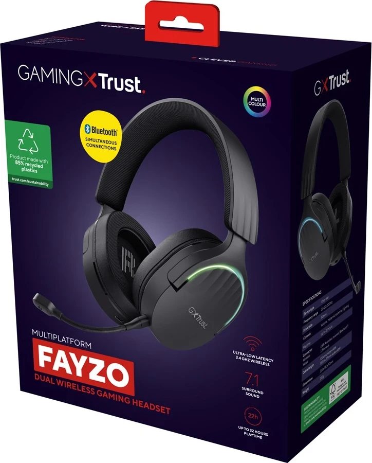 Headset Trust GXT 491 Fayzo, Gaming, USB Type-C, Bluetooth, Black