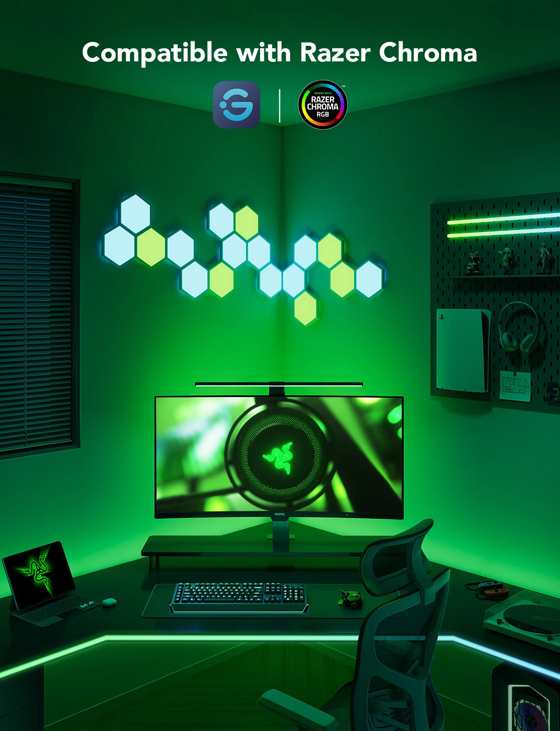 Shirit LED gaming Govee G1 H6609 për monitor 24-26\", RGBIC, Wi‑Fi + Bluetooth