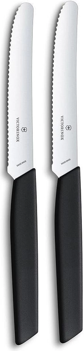 Thika kuzhine Victorinox Swiss Modern, 11cm, set 2 pjesë, të valëzuara, të zeza