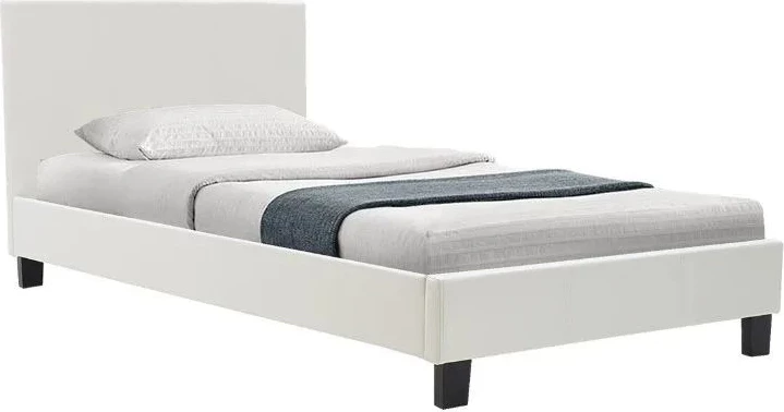 Krevat me dyshek Nevil-Dreamer, lëkurë artificiale e bardhë, 100x200cm