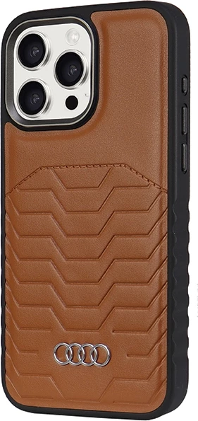 Mbështjellës Audi Synthetic Leather me MagSafe për iPhone 14 Pro, Kafe