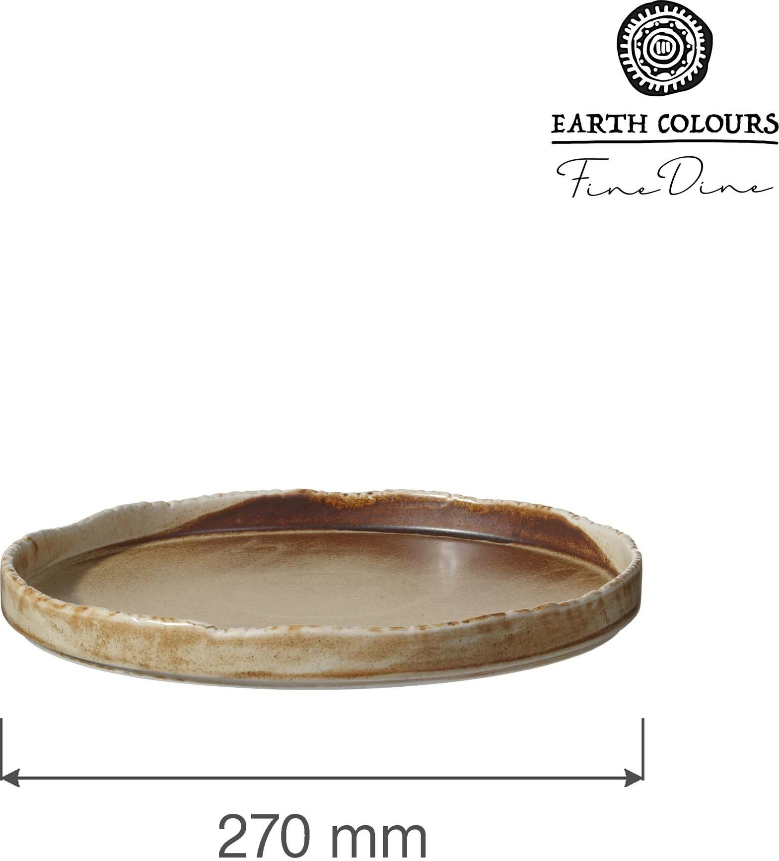 Pjatë e sheshtë Fine Dine Constancy 270mm, porcelan, kafe/bezhë, set 3 copë