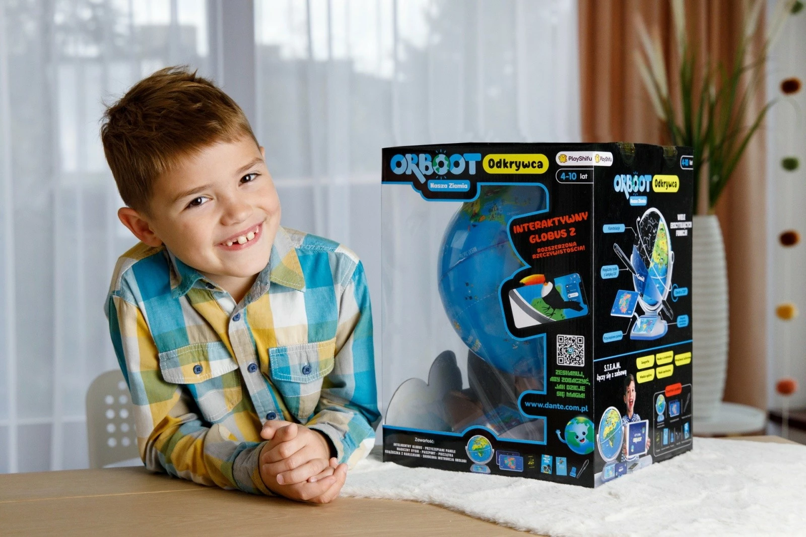 Globus interaktiv edukativ Dante PlayShifu Orboot Explorer, AR me aplikacion, stilolaps UV, bateri të integrume, blu/jeshil