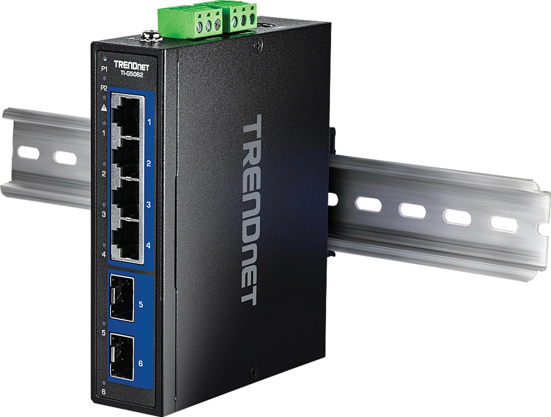Switch industrial TRENDnet TI-G5062, 4x 2.5G RJ45 + 2x 10G SFP+, DIN-Rail, i zi