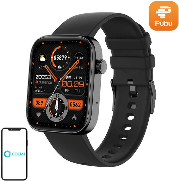 Smartwatch Colmi P71, 1.9" IPS HD, për iOS/Android, IP68, E zezë