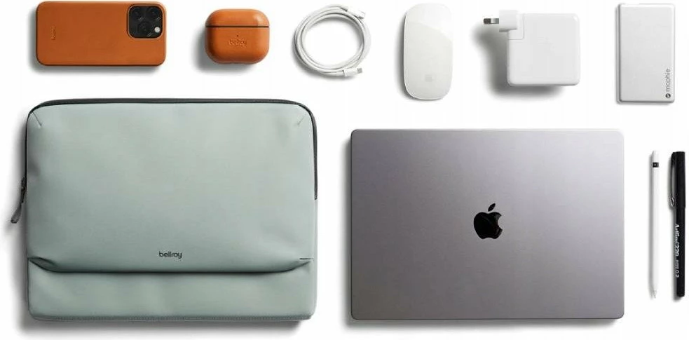 Mbështjellës laptopi Bellroy Laptop Caddy 14\" DLCA-EUC-230, me xhepa për aksesorë, jeshile (Eucalyptus)