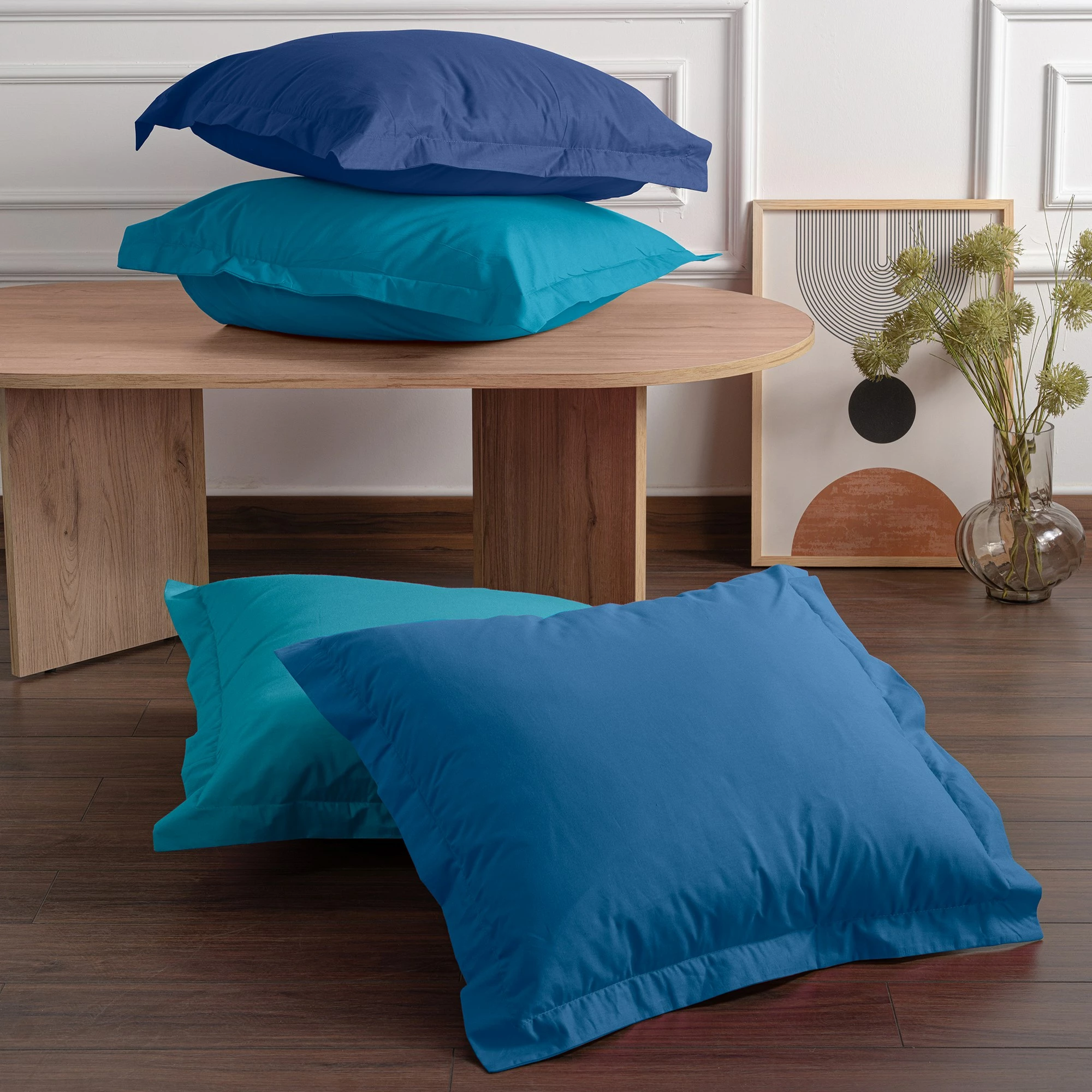 Set këllëfësh jastëku Oxford (2 copë), ngjyrë turquoise, L'essentiel, 60x60+5cm