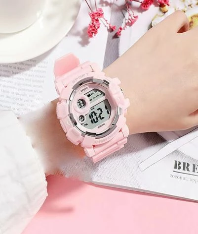 Orë digjitale sportive TPW rezistente ndaj ujit, rozë ODSTU34