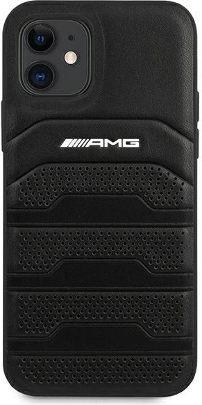 Mbështjellës Mercedes AMG Debossed Lines për iPhone 12 mini, Hardcase, Lëkurë, i zi